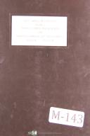 Morey-Morey Model 23-S Rough Turning Lathe Parts List, Assembly & Electric Manual 1953-04
